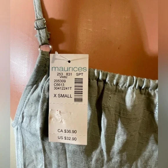 Maurices Women’s X small adj spaghetti strap mint green drop waist top blouse - Picture 7 of 11